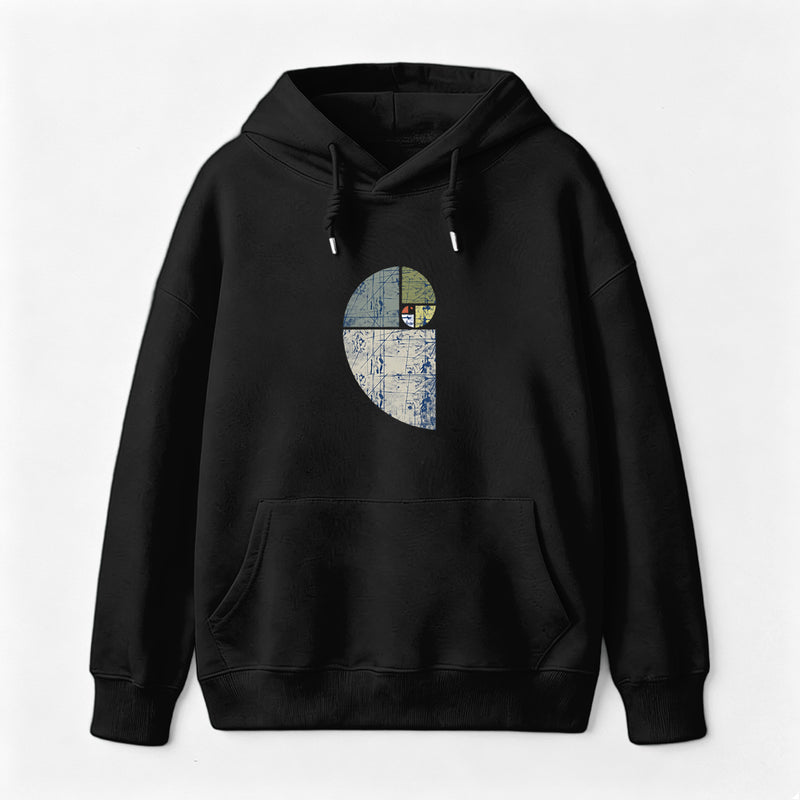 Distressed Fibonacci Spiral Graphic Hoodie