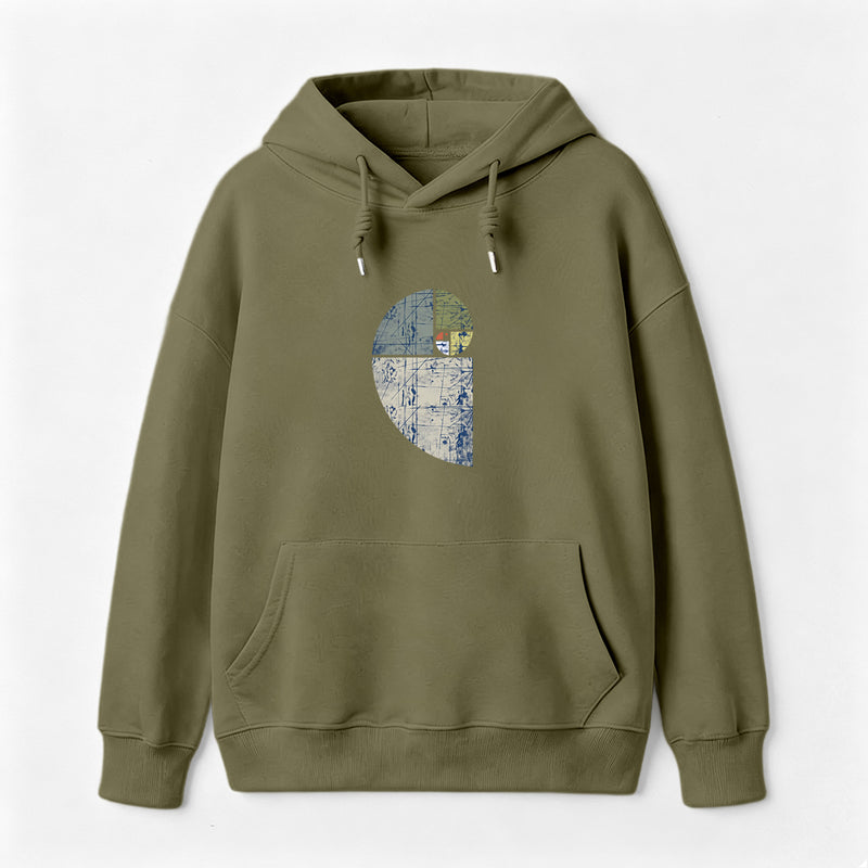 Distressed Fibonacci Spiral Graphic Hoodie