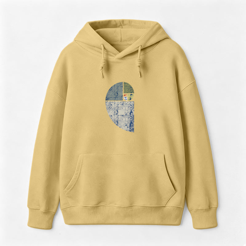 Distressed Fibonacci Spiral Graphic Hoodie