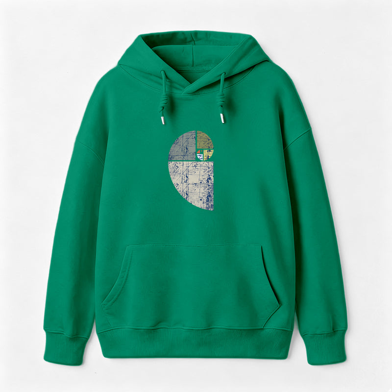 Distressed Fibonacci Spiral Graphic Hoodie