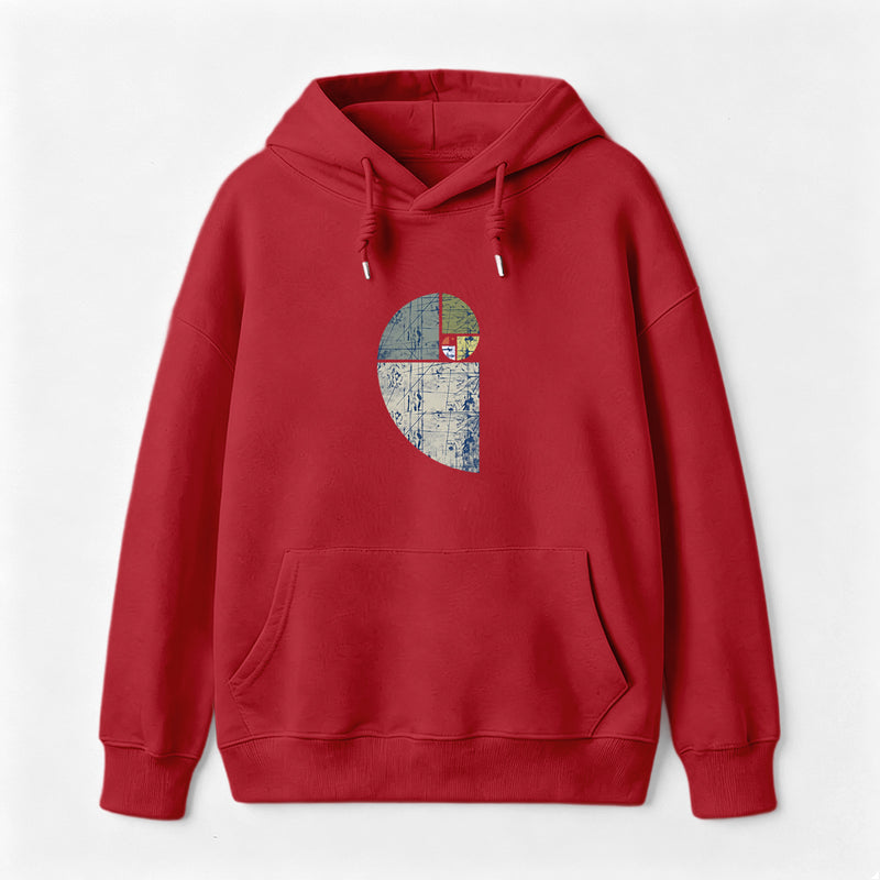Distressed Fibonacci Spiral Graphic Hoodie