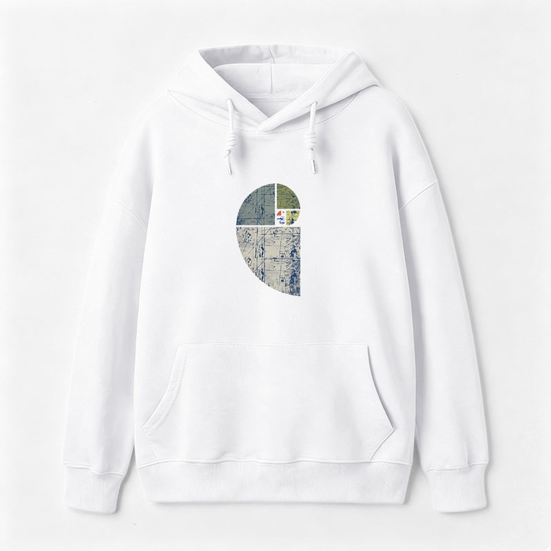Distressed Fibonacci Spiral Graphic Hoodie