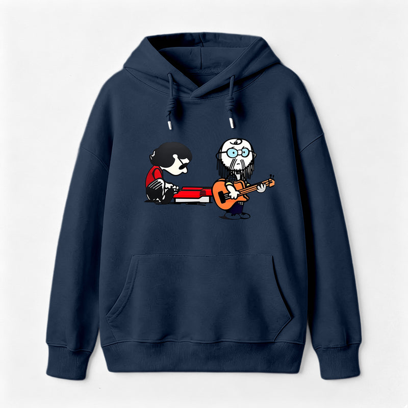 Cartoon Musicians Playing Guitar And Keyboard Graphic Hoodie