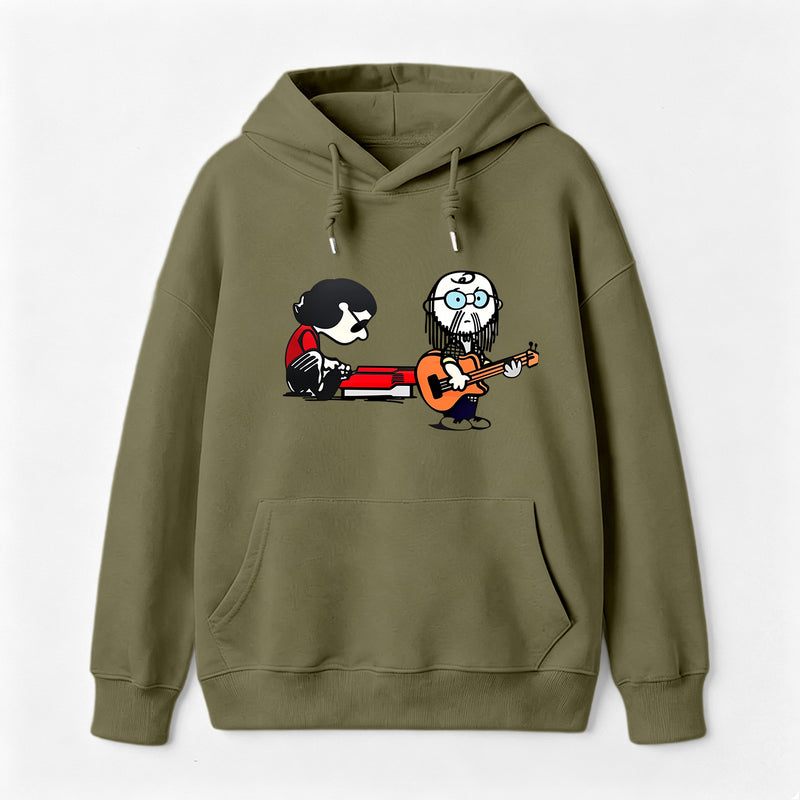Cartoon Musicians Playing Guitar And Keyboard Graphic Hoodie