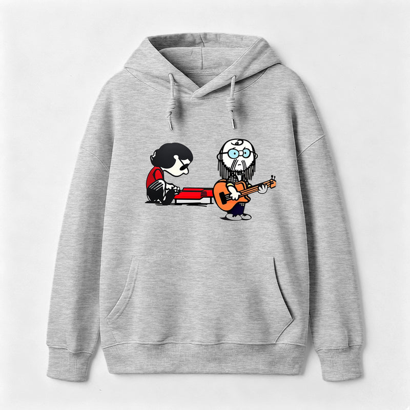 Cartoon Musicians Playing Guitar And Keyboard Graphic Hoodie