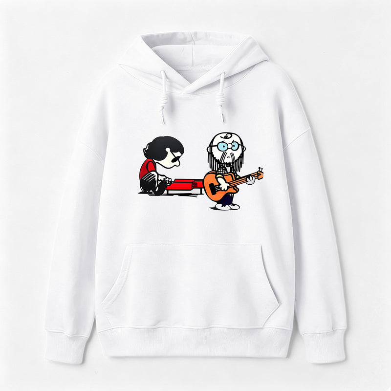Cartoon Musicians Playing Guitar And Keyboard Graphic Hoodie