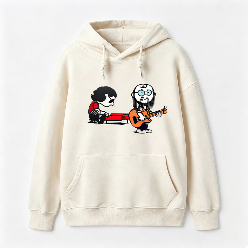 Cartoon Musicians Playing Guitar And Keyboard Graphic Hoodie