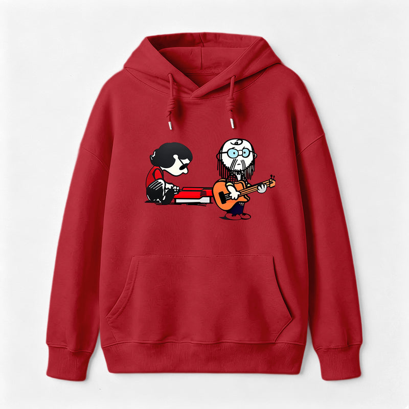 Cartoon Musicians Playing Guitar And Keyboard Graphic Hoodie