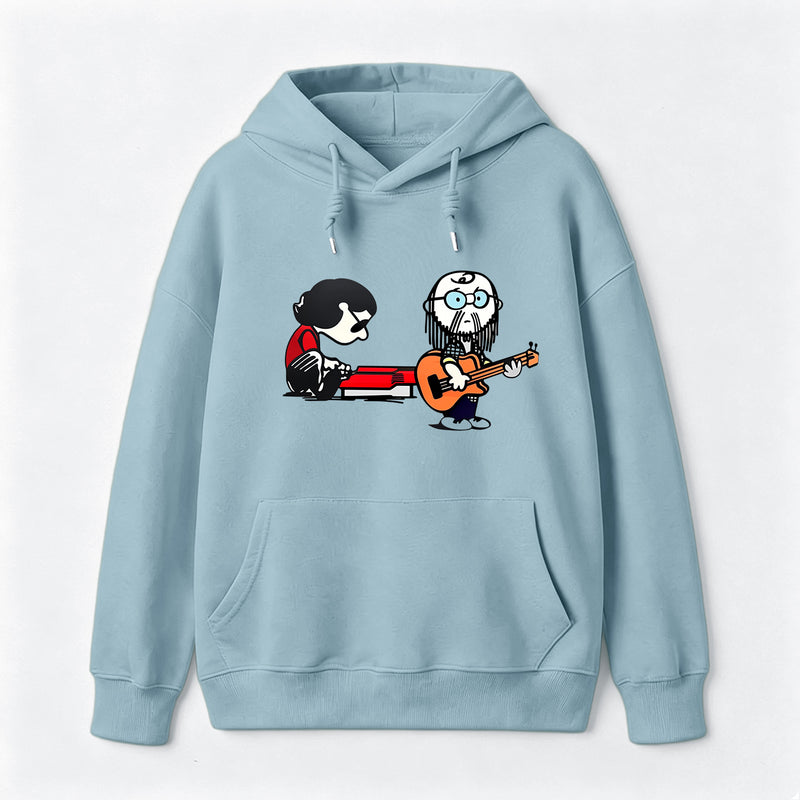 Cartoon Musicians Playing Guitar And Keyboard Graphic Hoodie
