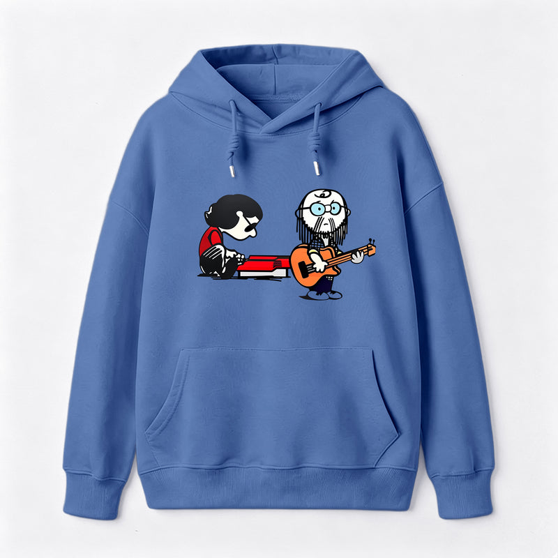 Cartoon Musicians Playing Guitar And Keyboard Graphic Hoodie