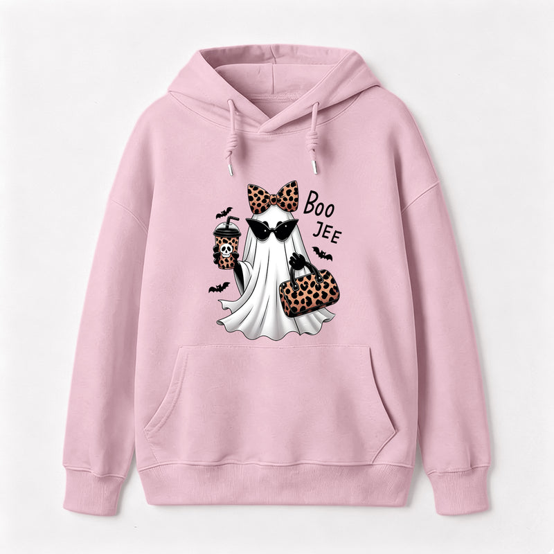 Boo-Jee Leopard Ghost Funny Fall Halloween Hoodie
