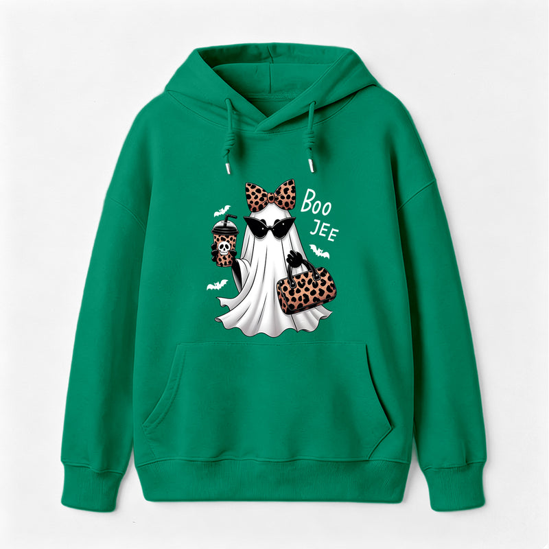 Boo-Jee Leopard Ghost Funny Fall Halloween Hoodie