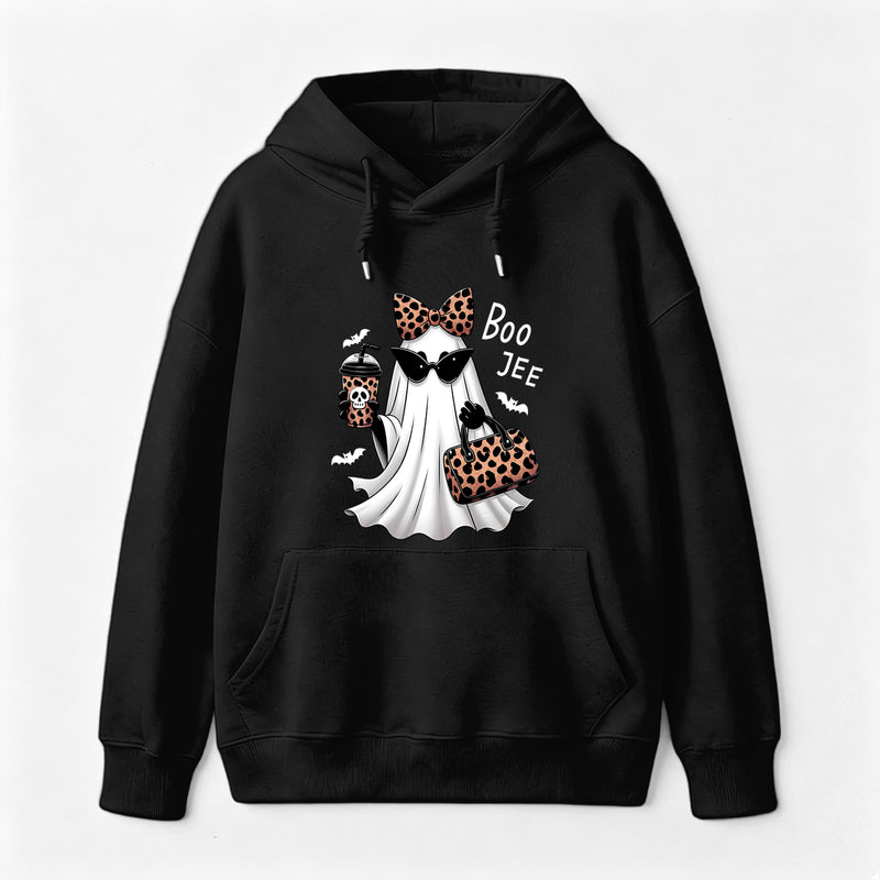 Boo-Jee Leopard Ghost Funny Fall Halloween Hoodie