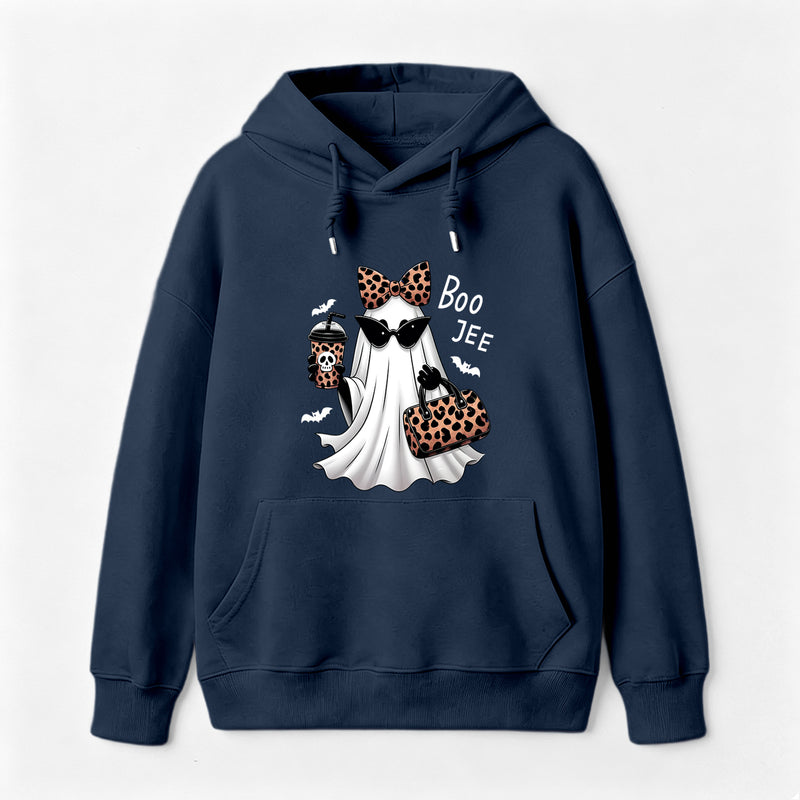 Boo-Jee Leopard Ghost Funny Fall Halloween Hoodie