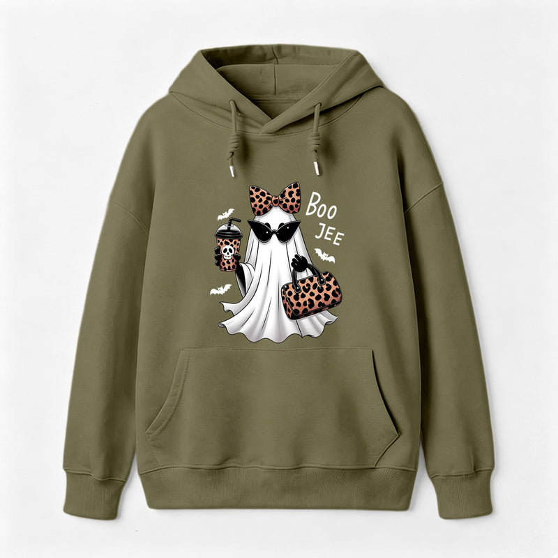 Boo-Jee Leopard Ghost Funny Fall Halloween Hoodie