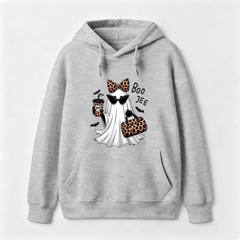 Boo-Jee Leopard Ghost Funny Fall Halloween Hoodie