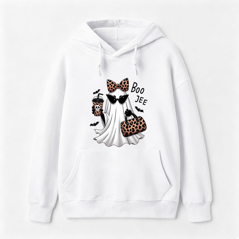 Boo-Jee Leopard Ghost Funny Fall Halloween Hoodie
