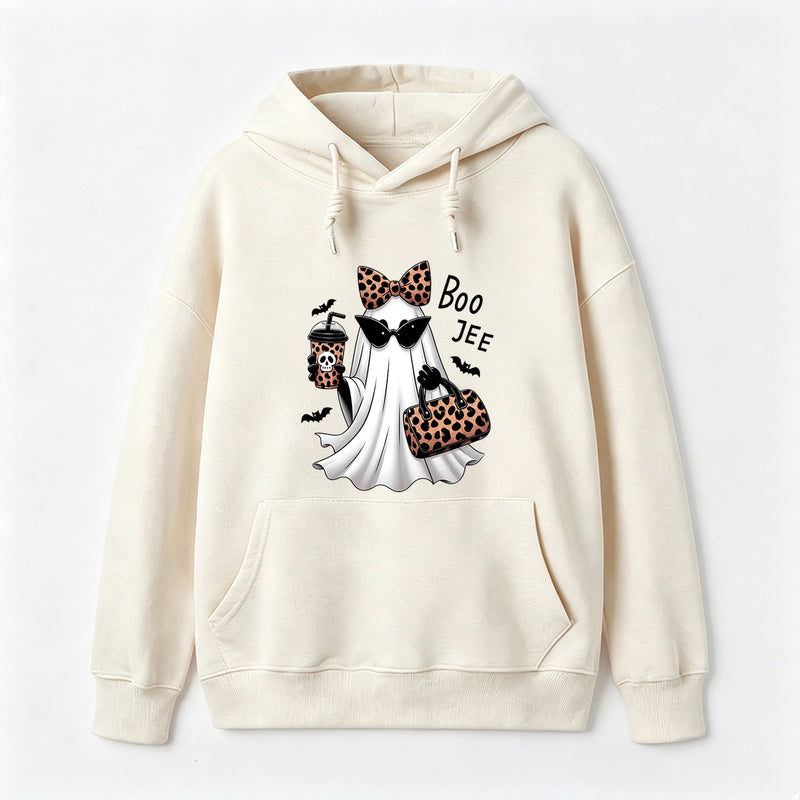 Boo-Jee Leopard Ghost Funny Fall Halloween Hoodie