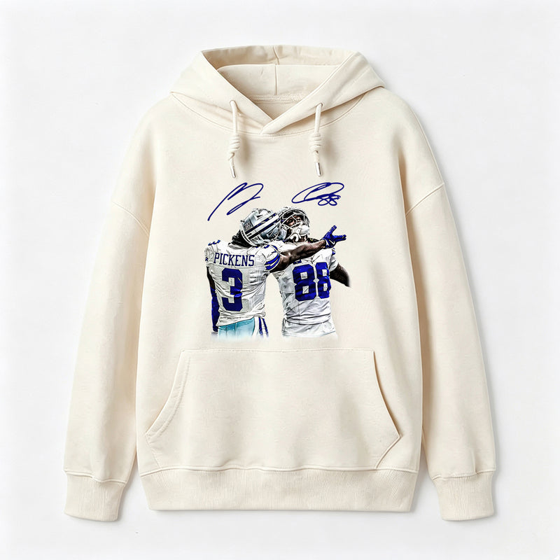 Vintage Close-Up Football Athlete Signature Graphic Hoodie