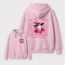 In October We Wear Pink Ghost Halloween Breast Cancer Awareness Hoodie